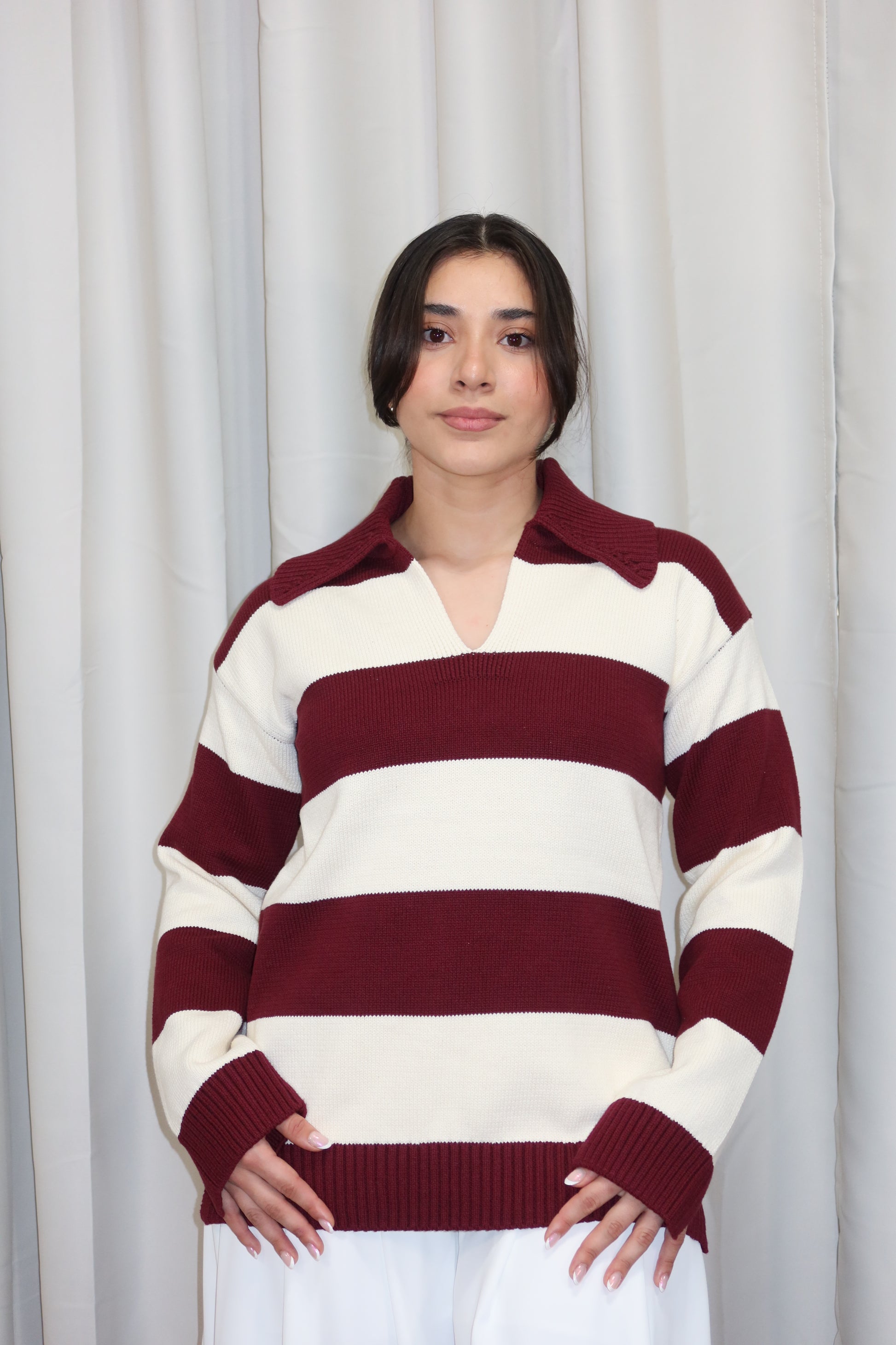 Stripe Rugby Collared Sweater image 1